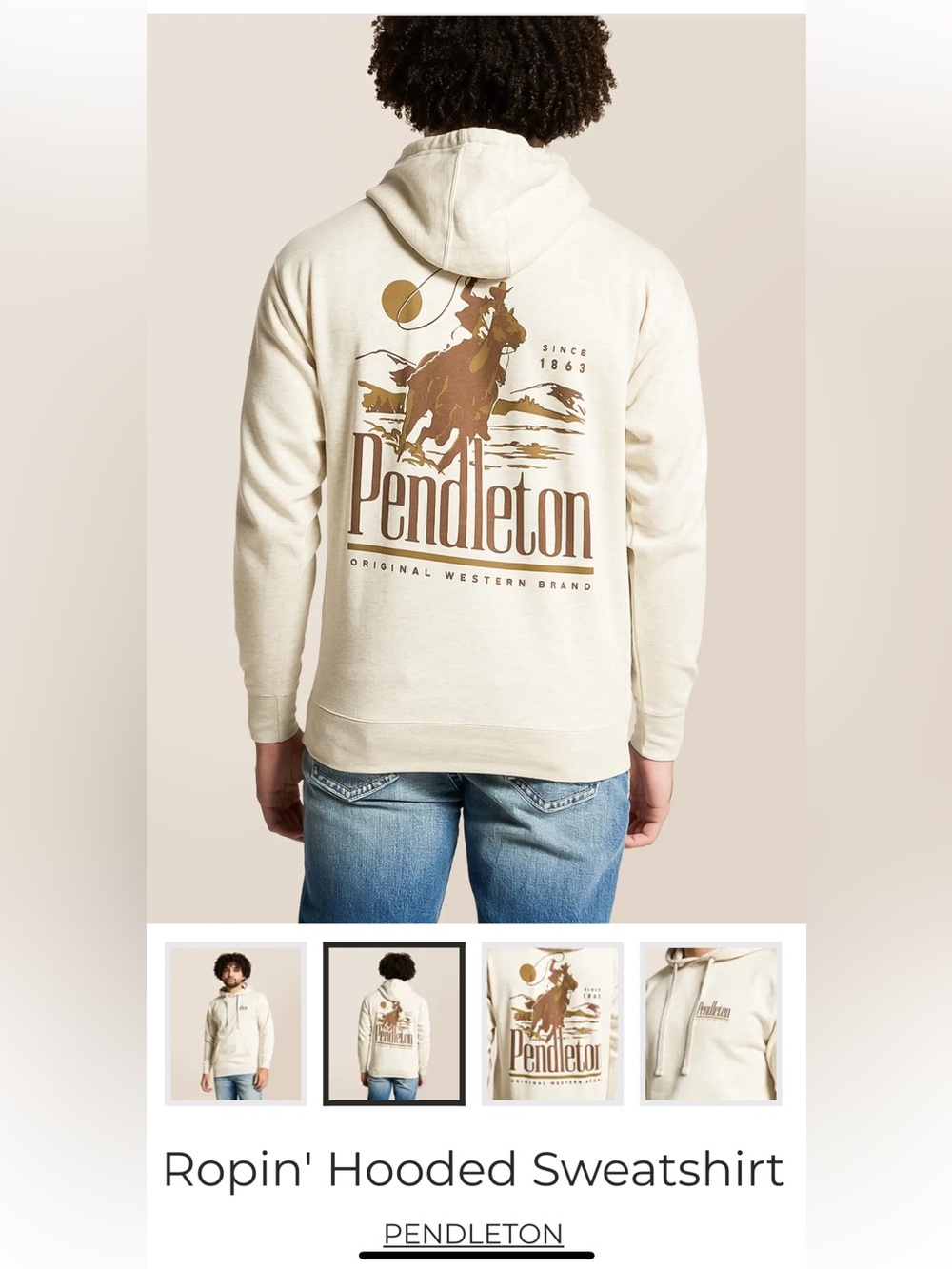 Pendleton Men's Light Cream Pullover Hoodie